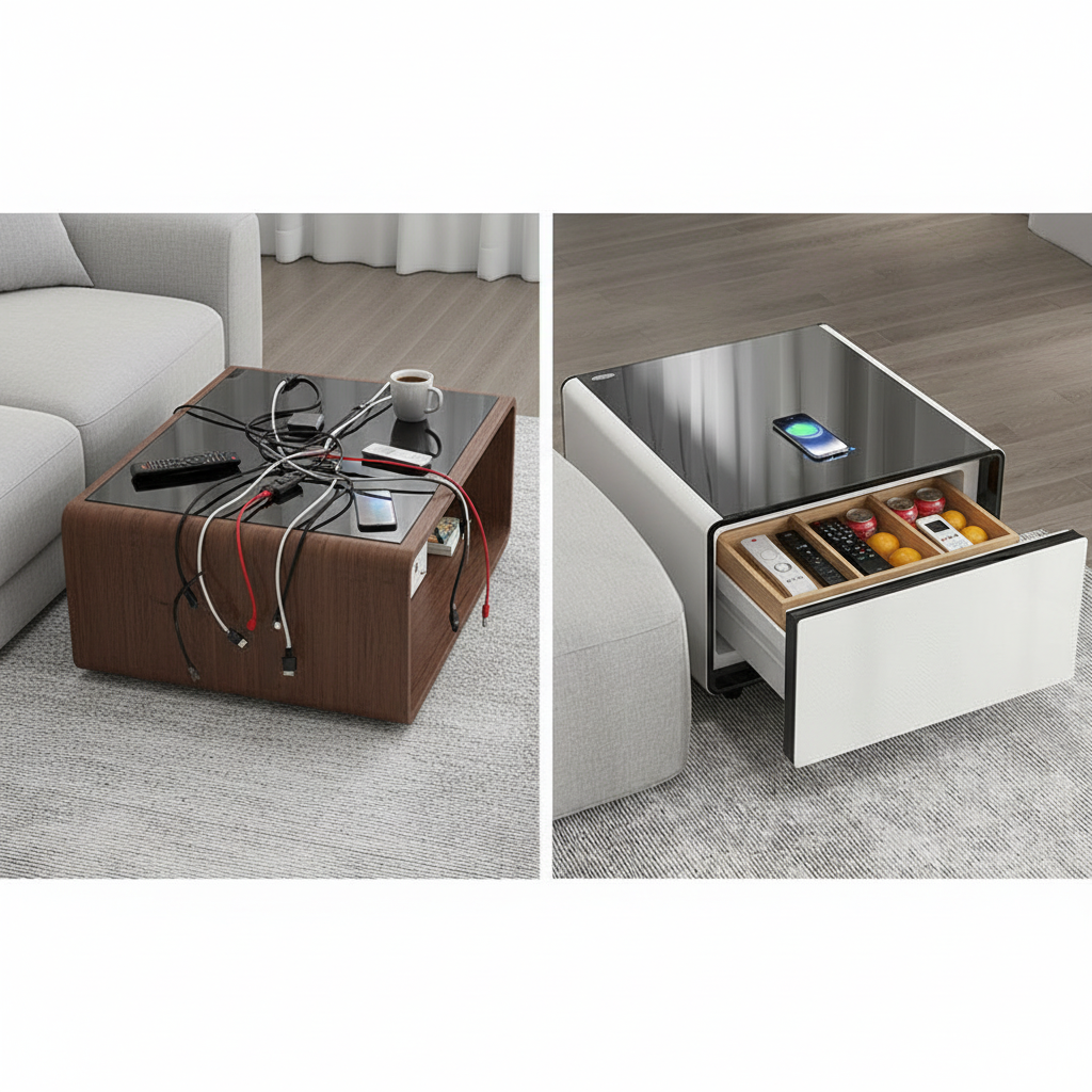Tech Smart Table One - Wireless Charging & Integrated Storage